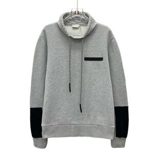 KW0909 Moncler gray cotton half-high collar drawstring long-sleeved sweatshirt L